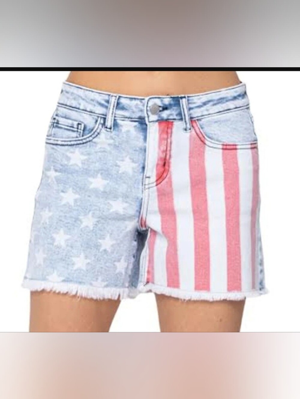Judy Blue Star & Stripe Denim Shorts - Red & Light Blue